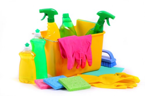 Recyclable packaging and cleaning supplies prepared for collection